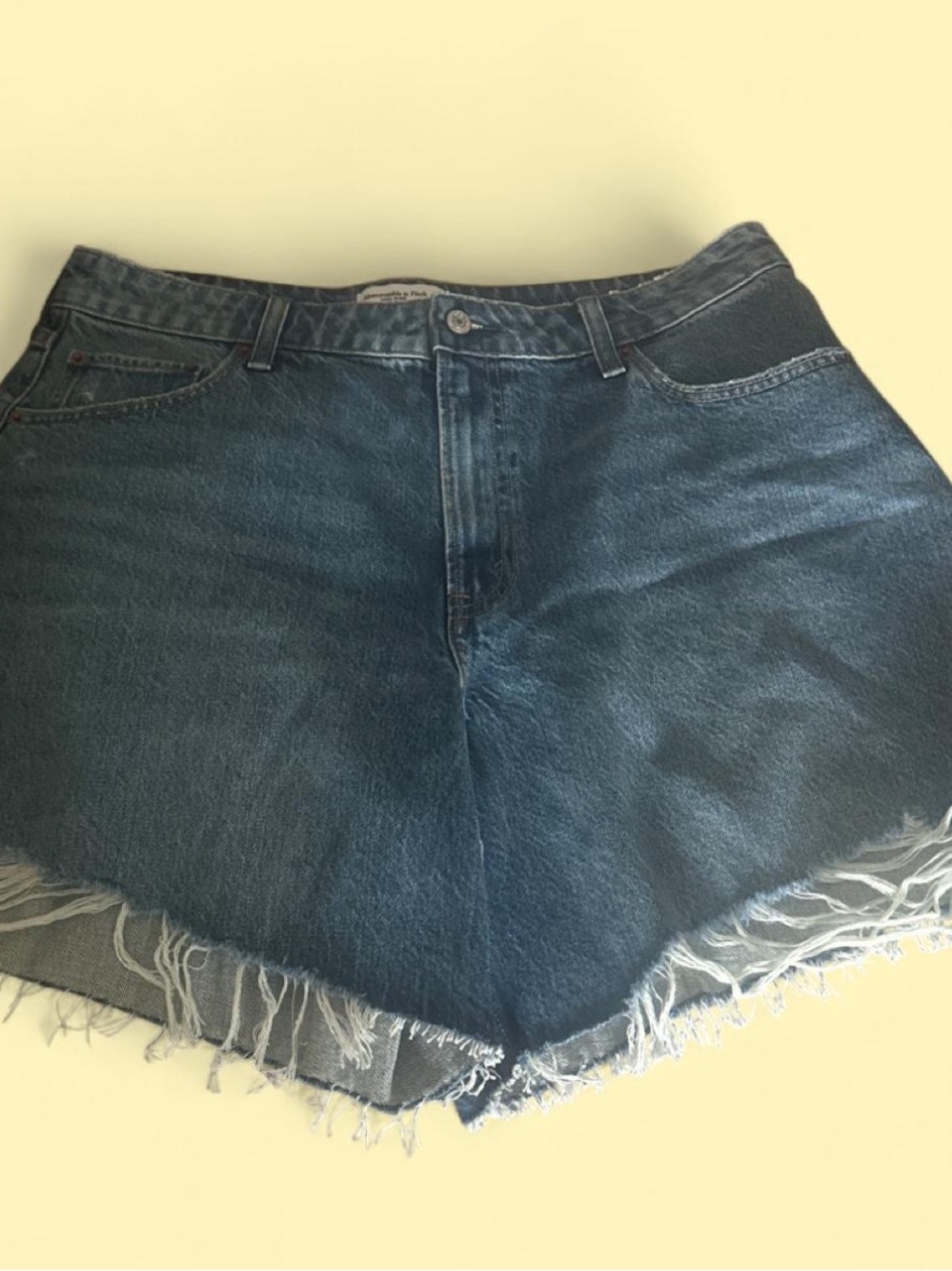 Abercrombie & Fitch Dark Blue Denim Frayed-Hem Shorts